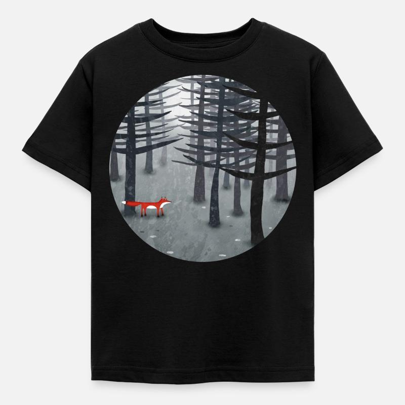 Der Fuchs und der Wald - Kinder T-Shirt - Schwarz