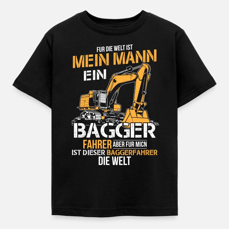 Bagger Baustelle - Kinder T-Shirt - Schwarz