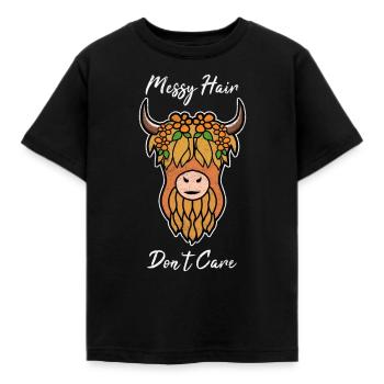 Highland Cattle Highlander Rind - Kinder T-Shirt - Schwarz - Vorne - AI Model Kid Female (0cm)