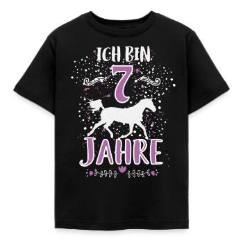 Pferd Geburtstag 7 Jahre alt Pferd - Geschenk - Kinder T-Shirt - Schwarz - Vorne - AI Model Kid Female (0cm)