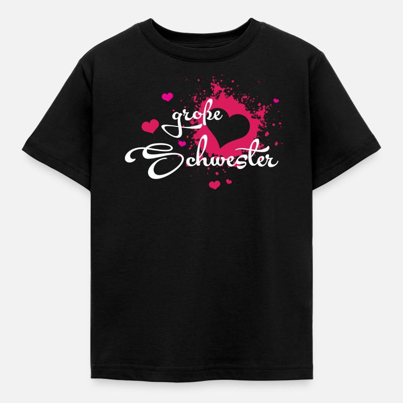 Große Schwester - Herzchen - Kinder T-Shirt - Schwarz