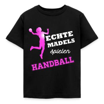 Handball echte Mädels Sprungwurf Handballer pink - Kinder T-Shirt - Schwarz - Vorne - AI Model Kid Female (0cm)