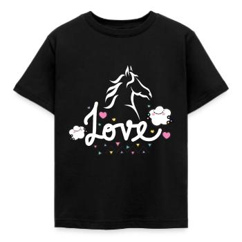L'amour des chevaux en disant que j'aime les chevaux - T-shirt Enfant - noir - Devant - AI Model Kid Female (0cm)
