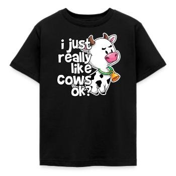 Vache adorable animal de compagnie lait de chèvre troupeau de ferme - T-shirt Enfant - noir - Devant - AI Model Kid Female (0cm)