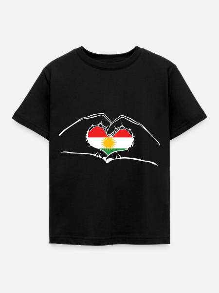 Kurde Kurde j'aime le Kurdistan drapeau drapeau coeur - Børne-T-shirt - sort