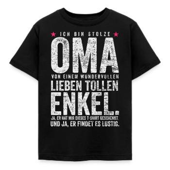 Oma Lustiger Spruch - Kinder T-Shirt - Schwarz - Vorne - AI Model Kid Female (0cm)
