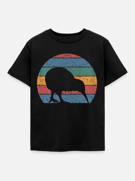 Neuseeland Kiwi Vogel Retro Vintage - Kinder T-Shirt - Schwarz