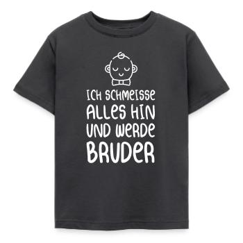 Ich Schmeisse Alles Hin Und Werde Bruder - Kinder T-Shirt - Dunkelgrau - Vorne - AI Model Kid Female (0cm)