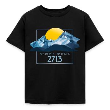 Bayern Watzmann Low Poly Berg 2713 m Bersteigen - Kinder T-Shirt - Schwarz - Vorne - AI Model Kid Female (0cm)