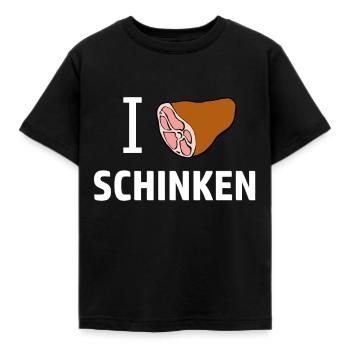 I LOVE SCHINKEN, KOCHSCHINKEN - Kinder T-Shirt - Schwarz - Vorne - AI Model Kid Female (0cm)