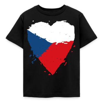 Czech Republic flag heart - Kids' T-Shirt - black - Front - AI Model Kid Female (0cm)