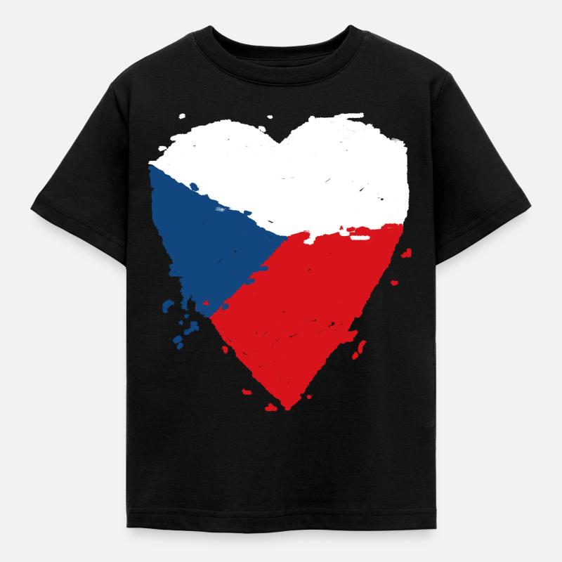 Coeur de drapeau de la République tchèque - T-shirt Enfant - noir