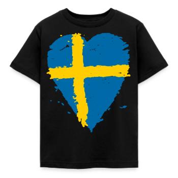 Coeur drapeau Suède - T-shirt Enfant - noir - Devant - AI Model Kid Female (0cm)