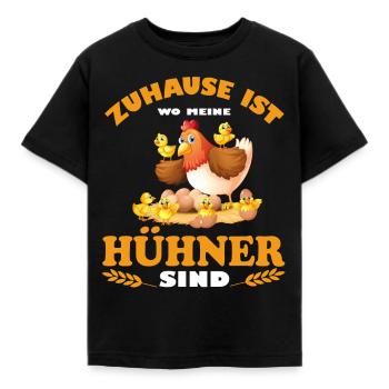 Zuhause Ist Wo Meine Hühner Sind Lustiges Bauer - Kinder T-Shirt - Schwarz - Vorne - AI Model Kid Female (0cm)