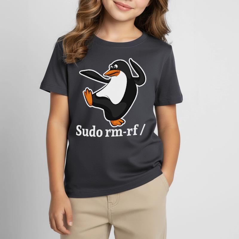 Tux Linux Pingouin Sudo Rm Rf | Computerfreak Hack T-shirt Enfant