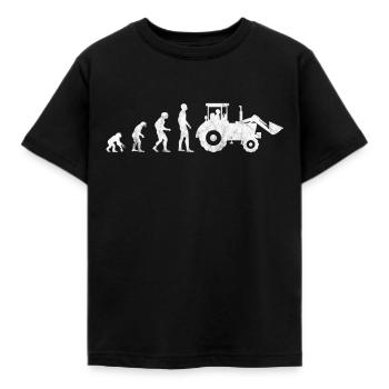 Bauer Evolution Geschenk Bauernhof Landwirt Lustig - Kinder T-Shirt - Schwarz - Vorne - AI Model Kid Female (0cm)