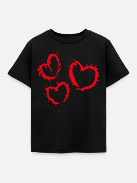 Herz Herzen - Kinder T-Shirt - Schwarz