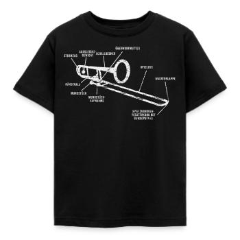 Posaune Blasinstrument - Kinder T-Shirt - Schwarz - Vorne - AI Model Kid Female (0cm)