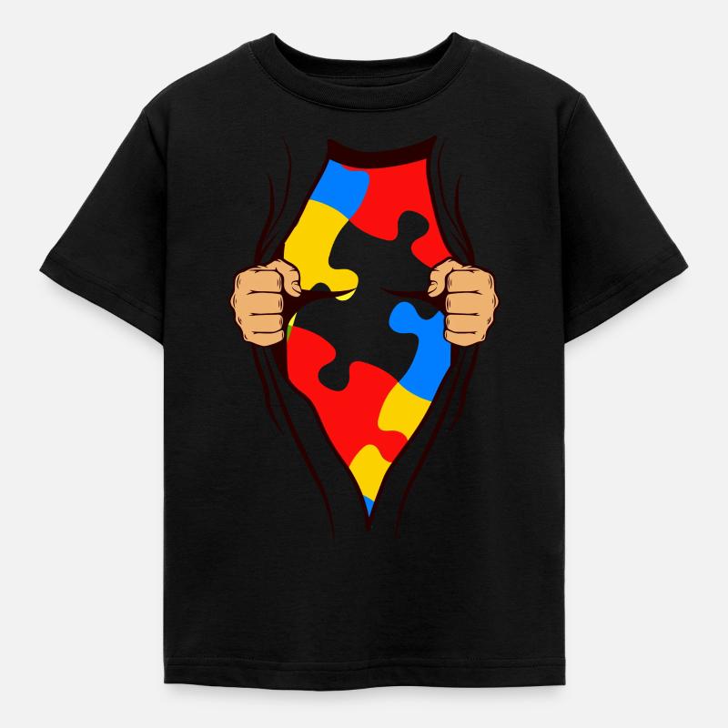 AUTISM SUPERHELD gift for autistic - Kids' T-Shirt - black