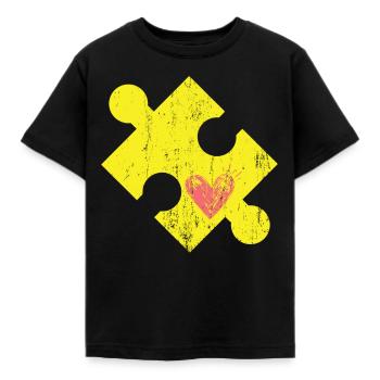 Pièce de puzzle avec coeur - T-shirt Enfant - noir - Devant - AI Model Kid Female (0cm)