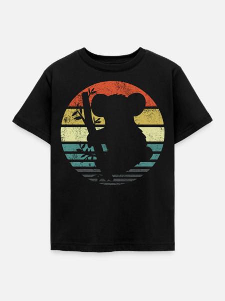 Koala Retro - Kinder T-Shirt - Schwarz
