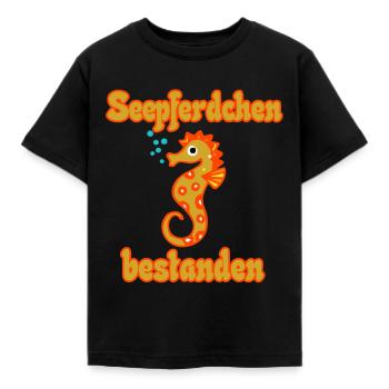 Seepferdchen bestanden niedliches Seepferd - Kinder T-Shirt - Schwarz - Vorne - AI Model Kid Female (0cm)