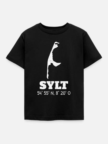 Sylt Koordinaten Nordsee Insel Urlaub Reise - Kinder T-Shirt - Schwarz