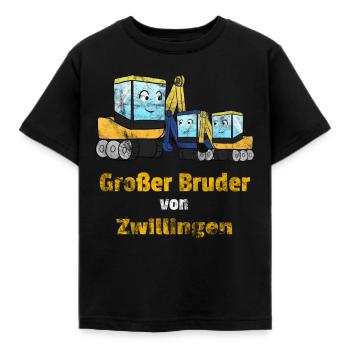 Großer Bruder Zwillinge Bagger - Kinder T-Shirt - Schwarz - Vorne - AI Model Kid Female (0cm)