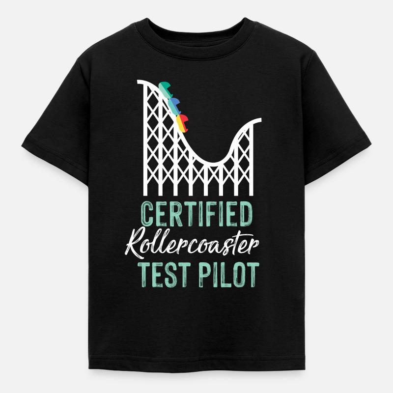 Certified Rollercoaster Test Pilot - Kids' T-Shirt - black