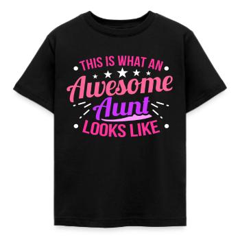 aunt - Kids' T-Shirt - black - Front - AI Model Kid Female (0cm)