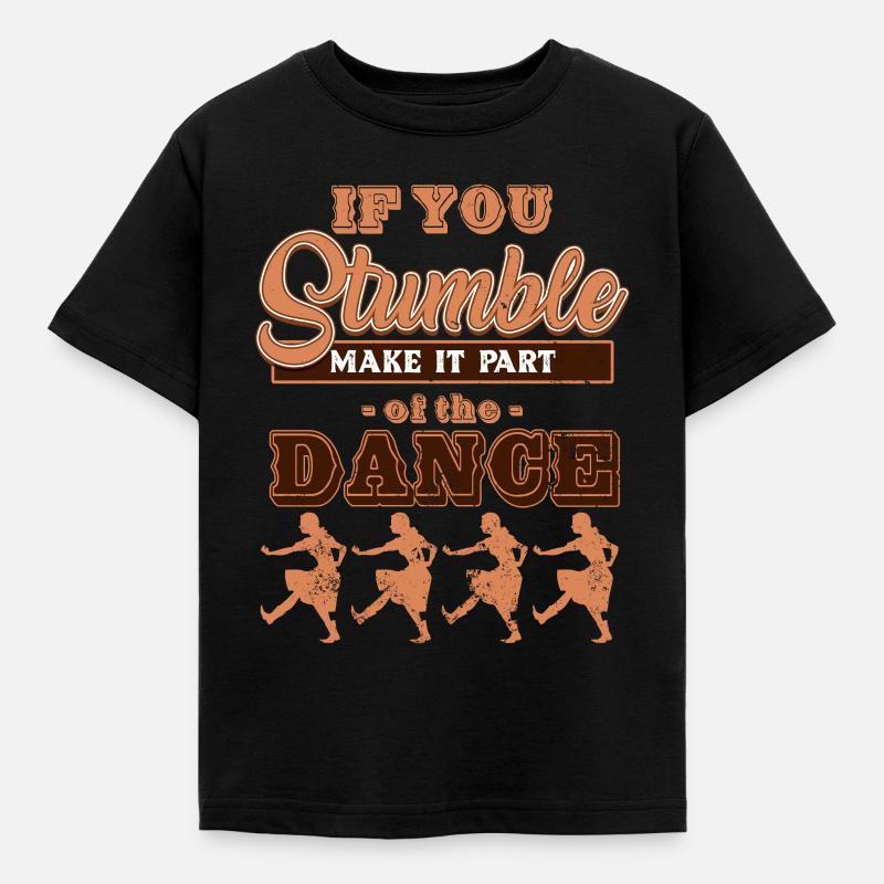 Line dans, line dans musik - Børne-T-shirt - sort