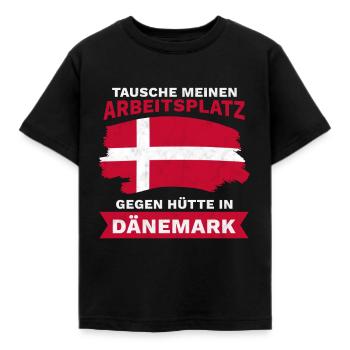 Tausche Arbeitsplatz gegen Hütte in Dänemark - Kinder T-Shirt - Schwarz - Vorne - AI Model Kid Female (0cm)