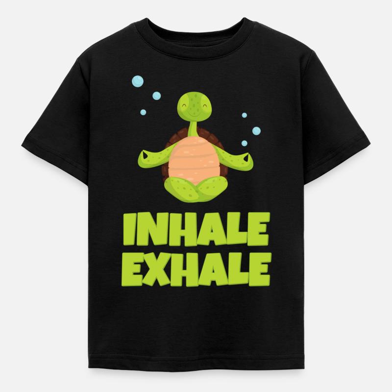 Meditating Turtle - Kids' T-Shirt - black