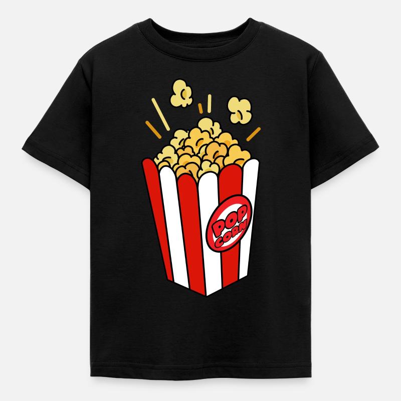 Popcorn Spruch Lustig Retro Fasching - Kinder T-Shirt - Schwarz