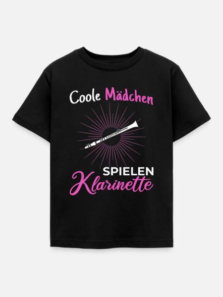 Coole Mädchen spielen Klarinette - Kinder T-Shirt - Schwarz