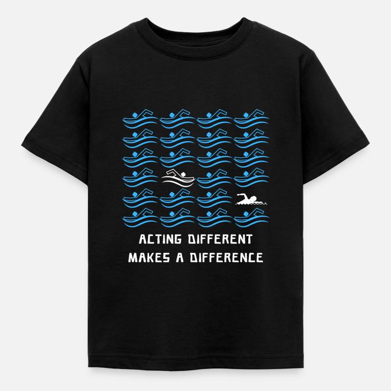 Agir différemment fait une différence, nager, nager - T-shirt Enfant - noir