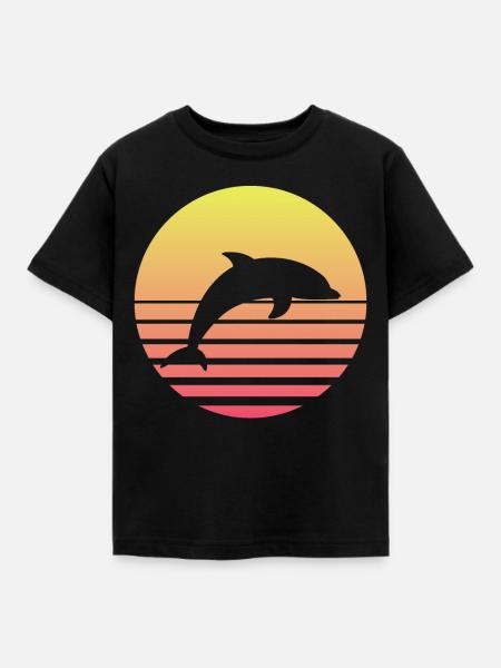 Delfine - Kinder T-Shirt - Schwarz