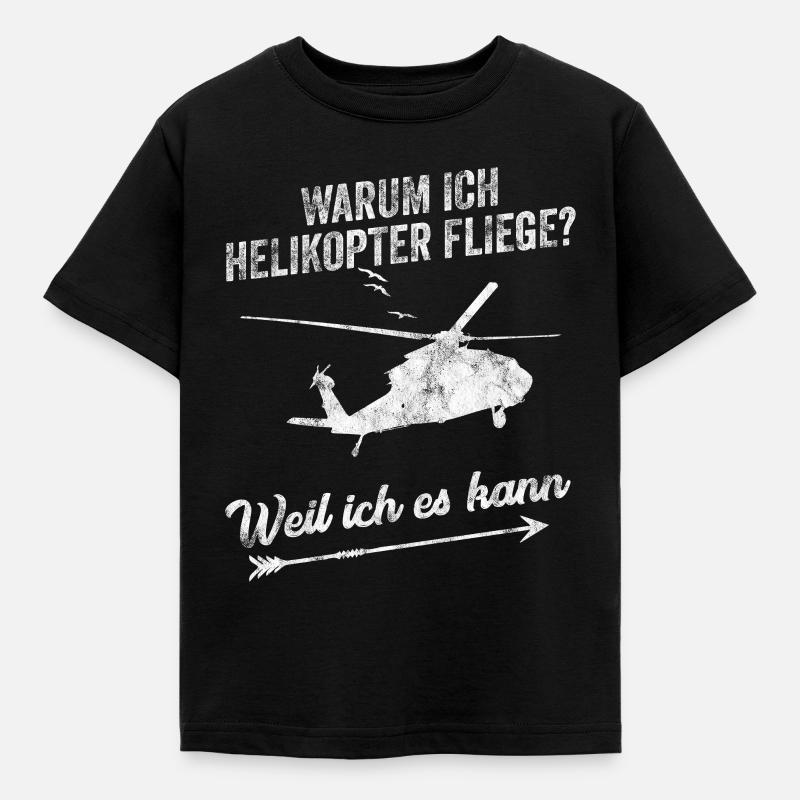 Helikopter Flugschein bestandene Prüfung Geschenk - Kinder T-Shirt - Schwarz