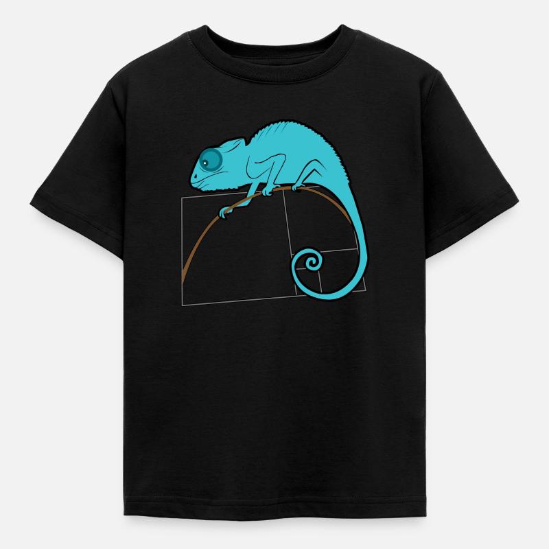Fibonacci Chamäleon - Goldener Schnitt - Kinder T-Shirt - Schwarz