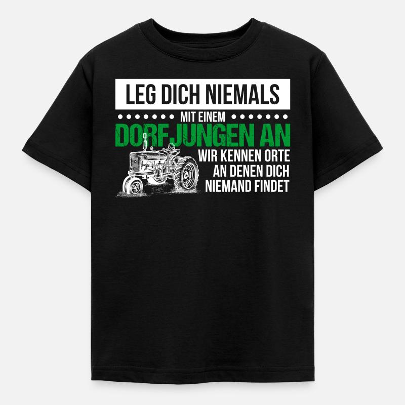 Dorf Kind Junge Land - Kinder T-Shirt - Schwarz
