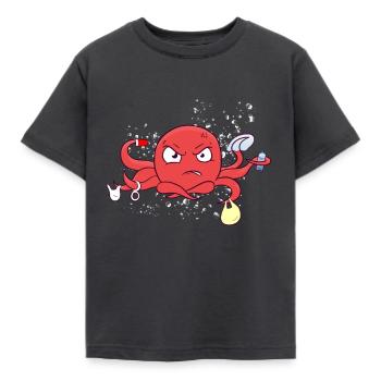 Octopus plastic sea plastic pollution environment - Kids' T-Shirt - dark grey - Front - AI Model Kid Female (0cm)