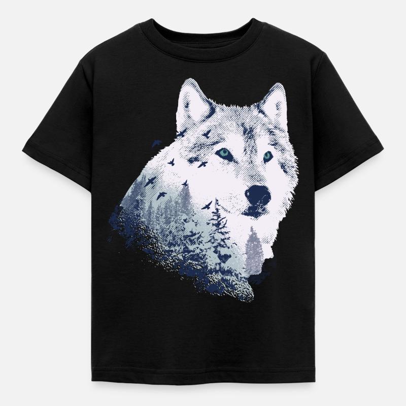 wolf - Kinder T-Shirt - Schwarz