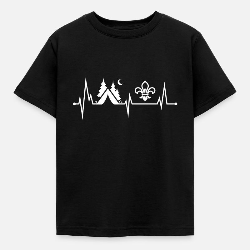 Herzschlag Pfadfinder und Camper Geschenkidee - Kinder T-Shirt - Schwarz