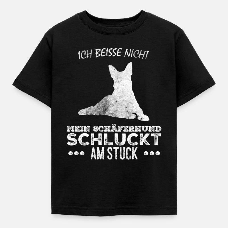Ich beiße nicht Deutscher Schäferhund Design - Kinder T-Shirt - Schwarz