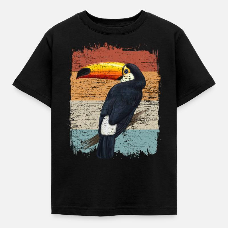 Tukan Retro - Kinder T-Shirt - Schwarz