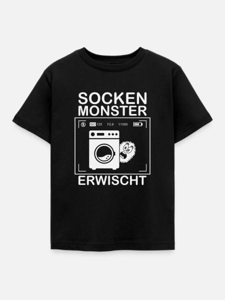 Sockenmonster Socken Verschwinden Lustig Geschenk - Kinder T-Shirt - Schwarz
