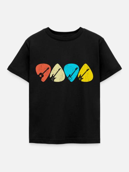 Retro Picking Gitarren - Kinder T-Shirt - Schwarz