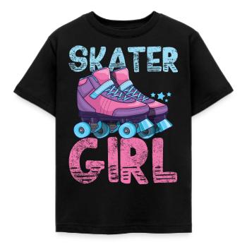 Rulleskøjter - Børne-T-shirt - sort - Foran - AI Model Kid Female (0cm)