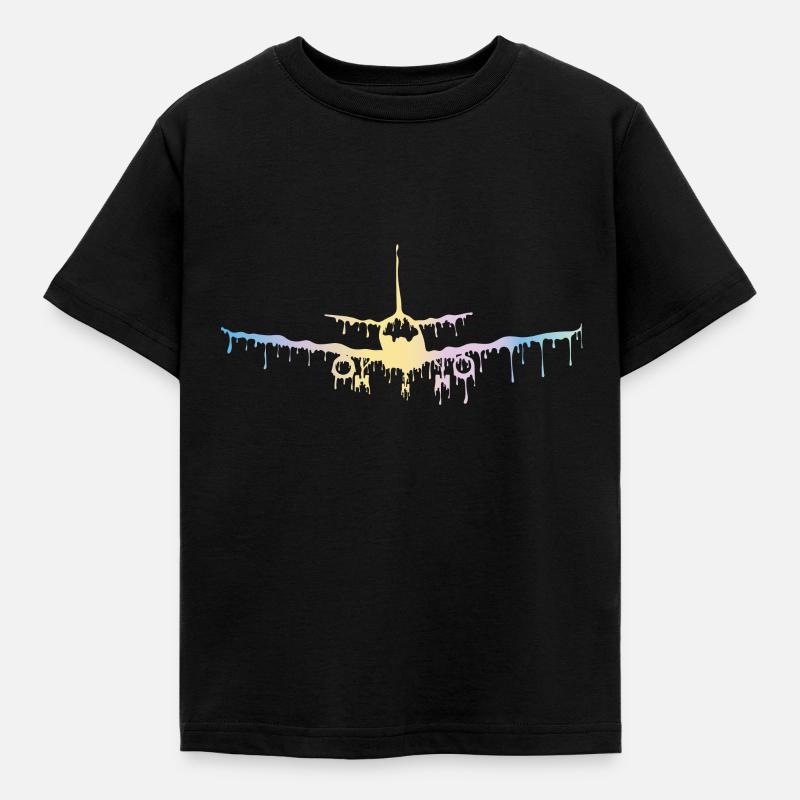 Flugzeug - Kinder T-Shirt - Schwarz