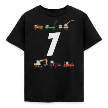 7 Geburtstag Junge Baustelle Kran Bagger Geschenk - Kinder T-Shirt - Schwarz - Vorne - AI Model Kid Female (0cm)